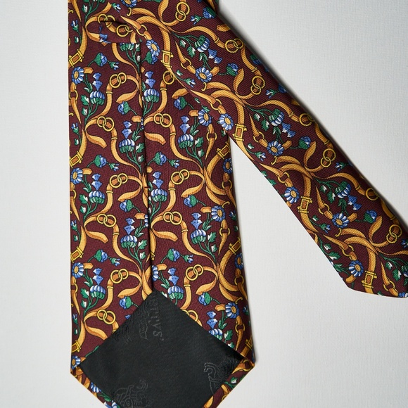 Burberrys Tie - Gold and Maroon - Picture 6 of 7
